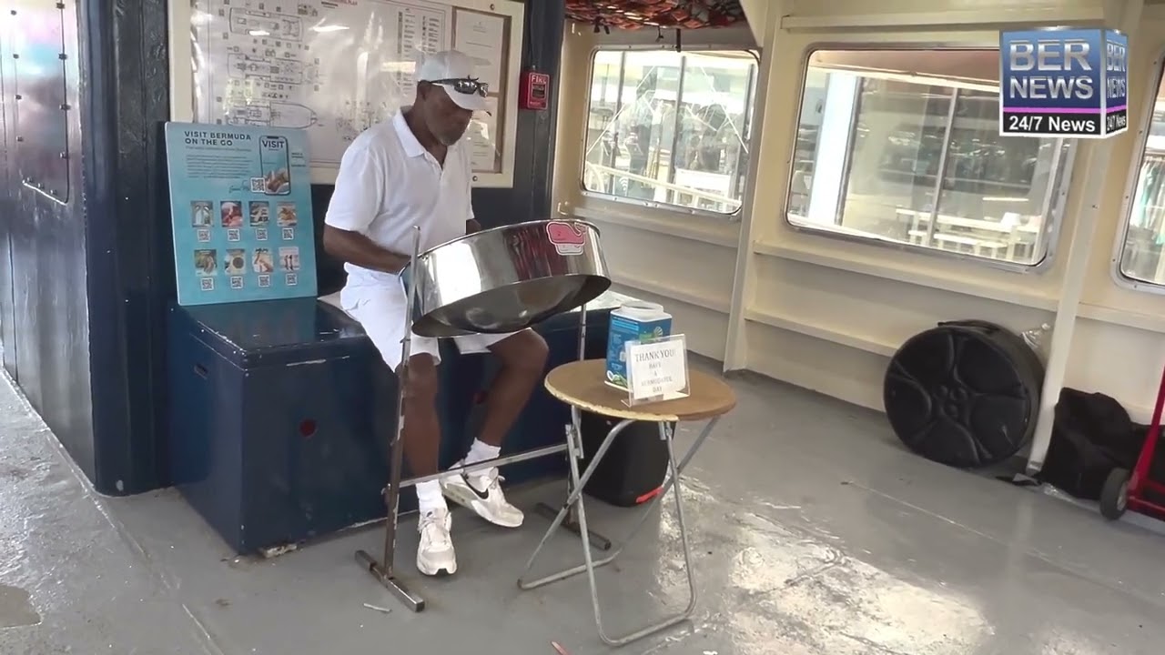 Robert Symons Performs Steel Pan Music On Ferry, Aug 2024 - Bernews.TV